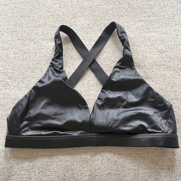 Victoria Sport Other - Victoria Sport Black Coated Faux Leather Crisscross Bralette Large L/G
